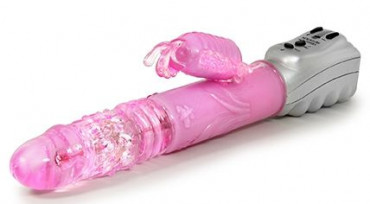 Розовый вибромассажер Butterfly Stroker - 29,8 см.