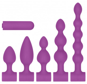 Фиолетовый анальный вибронабор Usb-Rechargeable Anal Set