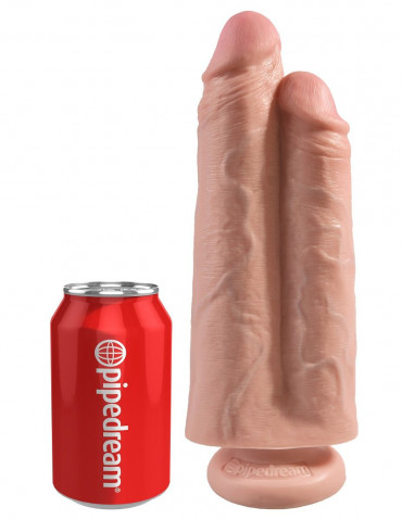 Телесный сдвоенный фаллоимитатор 9" Two Cocks One Hole - 25,4 см.