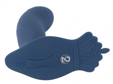 Синий вибростимулятор простаты Vibrating Butt Plug - 11,7 см.