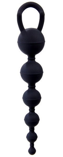 Чёрная анальная цепочка Six Balls Chain - 18,5 см.