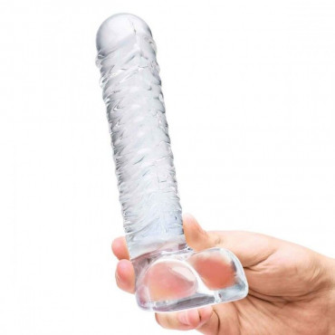 Прозрачный фаллоимитатор 8" Realistic Ribbed Glass Dildo - 20,3 см.