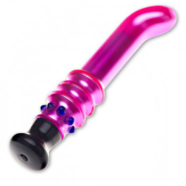 Розовый вибромассажер G-Spot из стекла - 19 см.