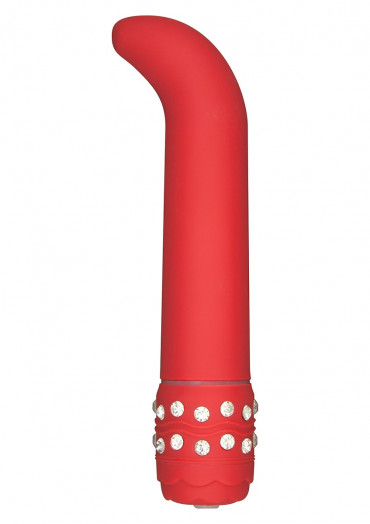 Красный стимулятор точки G Crystal G-Spot с вибрацией - 15 см.