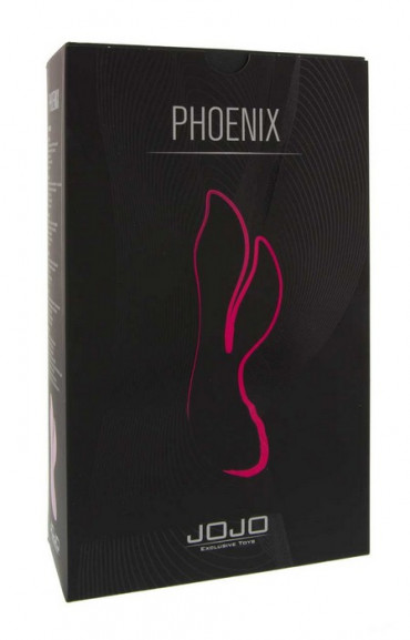 Розовый вибратор с клиторальным стимулятором Jojo Phoenix - 10 см.
