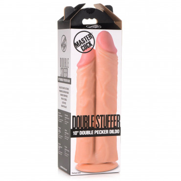 Телесный сдвоенный фаллоимитатор Double Stuffer 10" Double Pecker Dildo - 27 см.