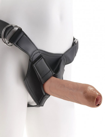 Страпон со съемной кофейной насадкой Strap-On Harness with 7" Uncut Cock - 19,1 см.