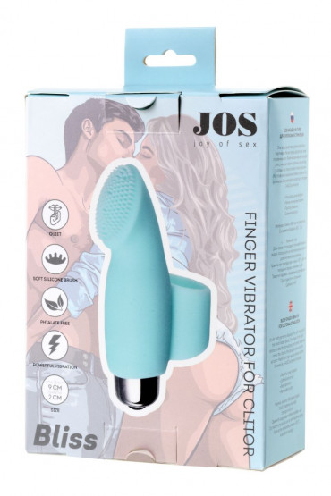 Мятная вибронасадка на палец для клиторальной стимуляции Jos Bliss - 9 см.