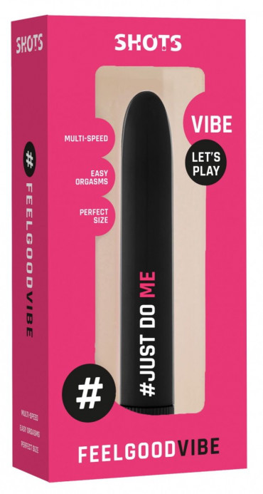Черный гладкий вибромассажер Feelgood Vibe #Just do me - 17,2 см.