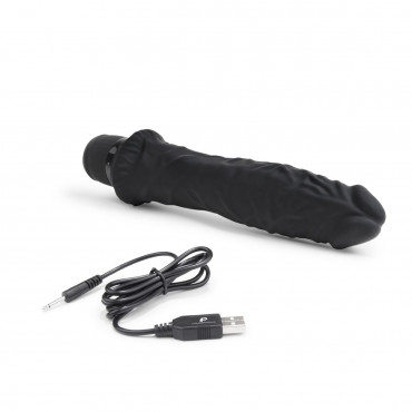 Черный вибратор-реалистик 8" Girthy Realistic Vibrator - 24,5 см.