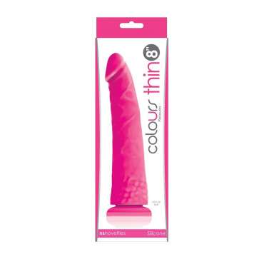 Розовый фаллоимитатор без мошонки Pleasures Thin 8 Dildo - 20 см.