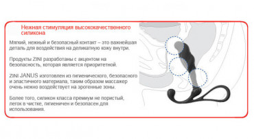 Малый черный массажер простаты Zini Janus Anti-Shock