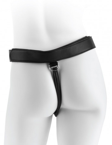 Кофейный страпон на виниловых трусиках Strap-on Harness Cock - 17,8 см.
