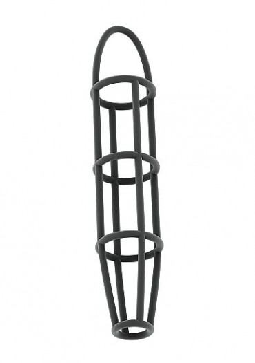 Серая насадка-клетка на пенис Cockcage with ball strap №30