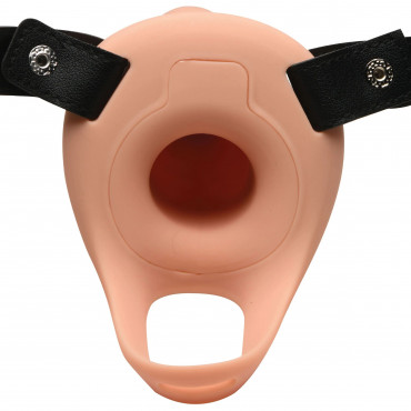 Телесный полый страпон 2" Erection 28X Smooth Vibrating Silicone Penis Sheath - 16 см.
