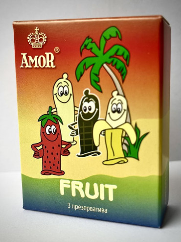 Ароматизированные презервативы Amor Fruit "Яркая линия" - 3 шт.