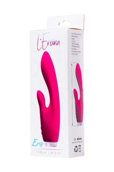 Розовый вибратор с клиторальным стимулятором L'Eroina - 18 см.