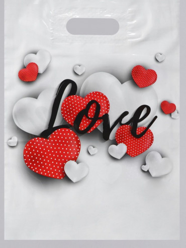 Полиэтиленовый пакет "Love" - 31 х 40 см.