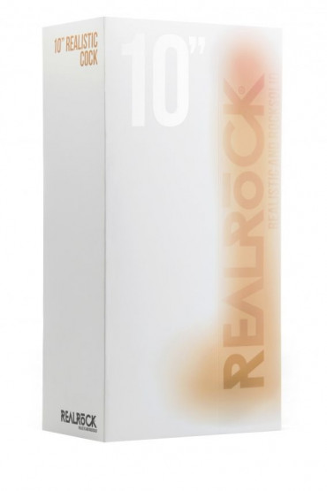 Телесный фаллоимитатор Realistic Cock 10" With Scrotum - 27 см.