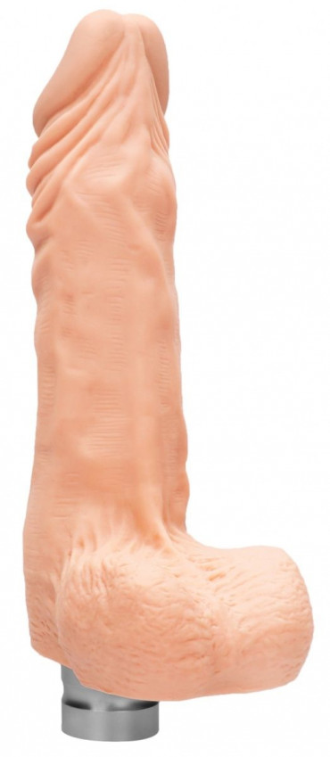 Телесный вибратор Vibrating Dildo With Balls - 23 см.