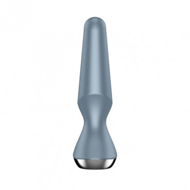 Серая анальная пробка с вибрацией Satisfyer Plug-ilicious 2 - 14 см.