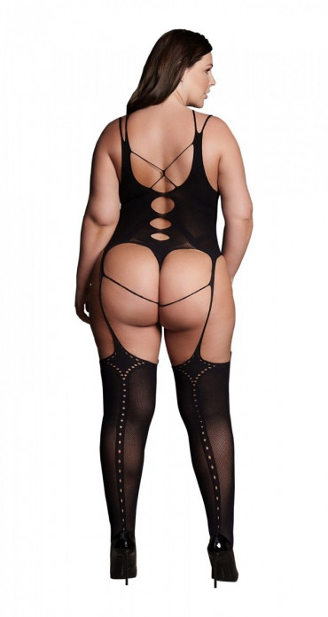 Эффектный боди-комбинезон Elara Vii Bodystocking with Open Cups, черный