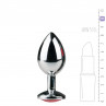 Серебристая анальная пробка Metal Butt Plug с розовым кристаллом - 8,4 см.