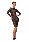 Облегающее платье в полоску из эластичного фатина Classic dress made of elastic tulle, черный