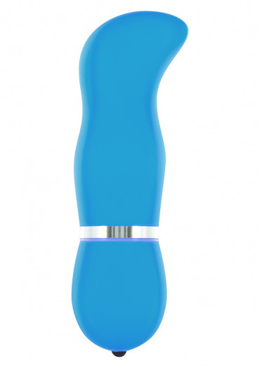 Синий вибромассажер с загнутой головкой Funky Vibelicious G Spot - 12 см.
