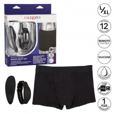 Черные трусы-боксеры с вибромассажером Remote Control Panty Set L/XL, черный