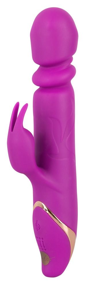 Фиолетовый вибратор с клиторальным стимулятором Julie Lovetoys - 21,5 см.