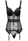 Прозрачный корсаж Underwire Cami Garter & Thong, черный