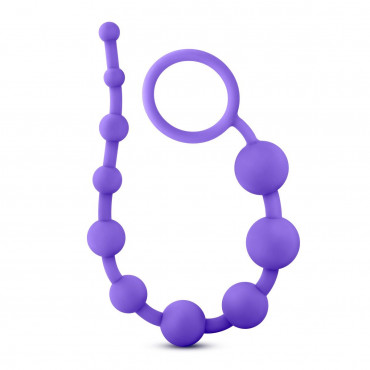 Фиолетовая анальная цепочка Luxe Silicone 10 Beads - 31,8 см.
