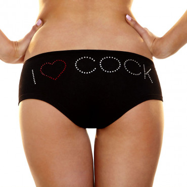 Трусики-слип с надписью I Love Cock, черный