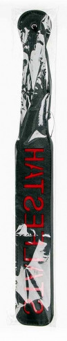 Гладкая черная шлепалка с надписью Hatseflats - 48 см.