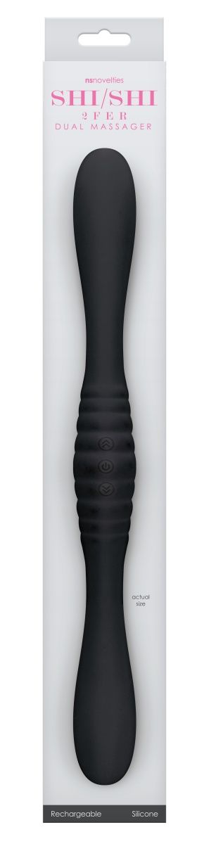 Черный двойной вибромассажер 2Fer Dual Massager - 36 см.