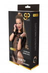 Черные наручники Premium Handcuff With Hook с золотистой перемычкой