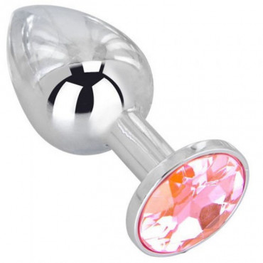 Анальная пробка Butt Plug Small с розовым кристаллом - 7 см.