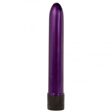 Фиолетовый классический вибратор Retro Ultra Slimline - 17 см.