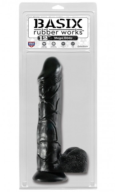 Чёрный фаллоимитатор-гигант 12" Mega Dildo -32,4 см.