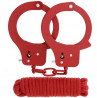 Красные наручники из листового металла в комплекте с веревкой Bondx Metal Cuffs&Love Rope Set