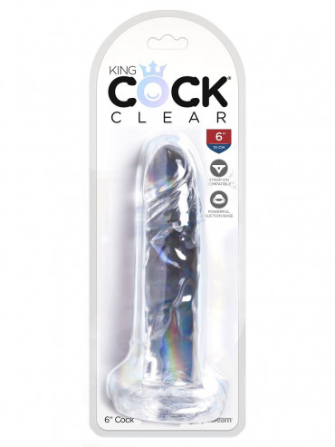 Прозрачный фаллоимитатор King Cock Clear 6 Cock - 18,4 см.