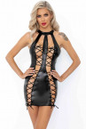Сексуальное мини-платье с двойной шнуровкой Powerwetlook dress with double lace-up front, черный