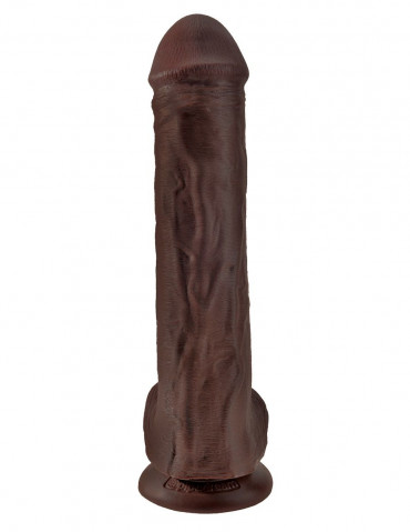 Коричневый фаллоимитатор на присоске 13" Cock with Balls - 35,6 см.