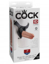 Телесный сдвоенный поясной страпон Strap-On Harness with 7" Two Cocks One Hole - 19,1 см.