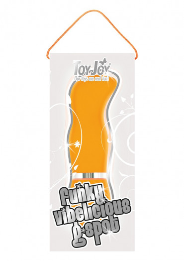 Оранжевый вибромассажер для точки G Funky Vibelicious G Spot - 12 см.