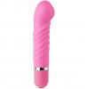 Розовый мини-вибратор с увеличенной головкой и рёбрами Neon Fantasy Stick Pink - 11 см.