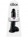 Реалистичный чёрный фаллоимитатор-гигант 10" Cock with Balls - 25,4 см.