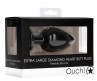 Черная анальная пробка с прозрачным стразом Extra Large Diamond Heart Butt Plug - 9,5 см.