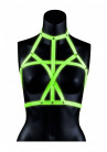 Портупея Bra Harness с неоновым эффектом - размер L-XL, зеленый с черным